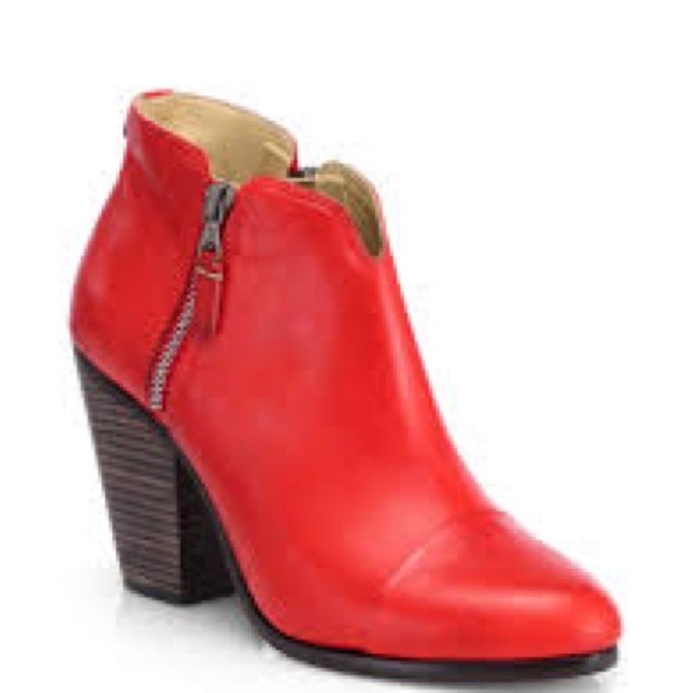 RAG & BONE Red Leather Ankle Boots Size 6.5